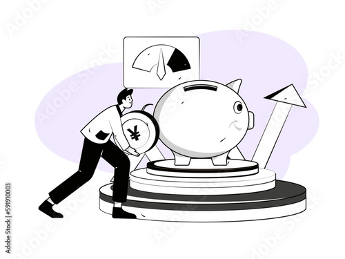 Internet finance and wealth management investment flat vector concept operation hand drawn illustration
