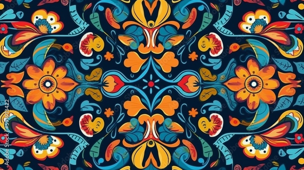 Mexican Talavera traditional pattern background texture design, mexico, seamless tile, Generative AI Mexican Talavera traditional pattern background texture design, mexico, seamless tile, Generative AI