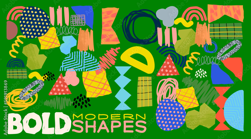 Fotografie Bold modern collage shapes and textures collection