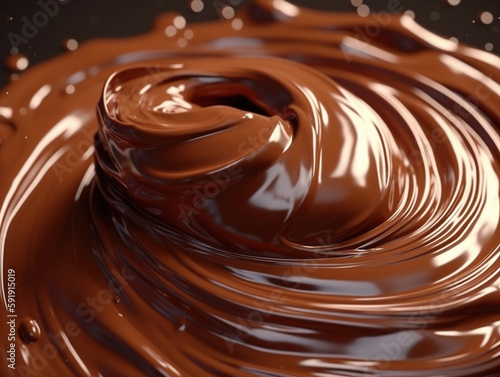 Chocolate swirl background. Clean, detailed melted choco mass. generative ai