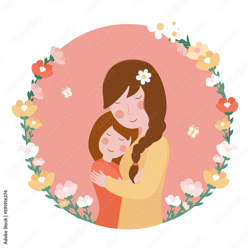 mom and daughter hug in flowers seamless mom and daughter hug in flowers seamless