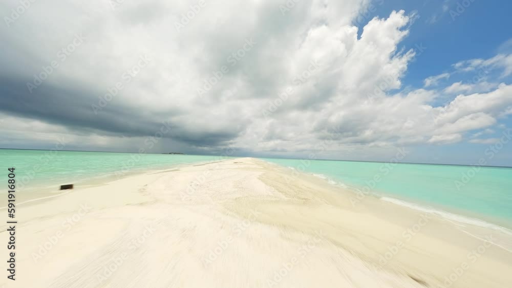 Fpv drone flying over a sandbar in the Maldives Fpv drone flying over a sandbar in the Maldives