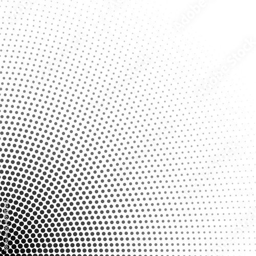 Halftone dotted circle on white background