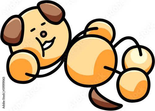 だらけるわんまるのイラスト(左右反転バージョン)　犬