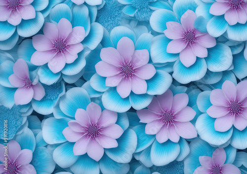 Immerse Yourself in a World of Beautiful Flowers: A Rendered Flower Texture with Colorful and Vibrant Flower Patterns, Perfect for Spring and Summer Visual Designs, Wallpapers, and Decorations