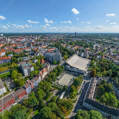 Canvas Print Ausblick auf Augsburg, rund um das Eissatdion