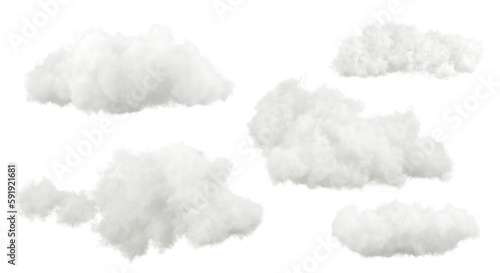 Cloudscape clear free shapes on transparent backgrounds 3d rendering png file