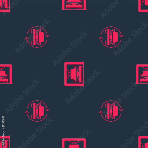 Set Car service and wash on seamless pattern. Vector