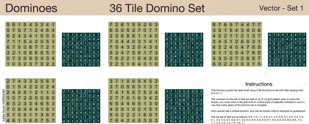 5 36 Tile Dominoes Puzzles. A set of scalable puzzles for kids and adults, which are ready for web use or to be compiled into a standard or large print activity book. 5 36 Tile Dominoes Puzzles. A set of scalable puzzles for kids and adults, which are ready for web use or to be compiled into a standard or large print activity book.