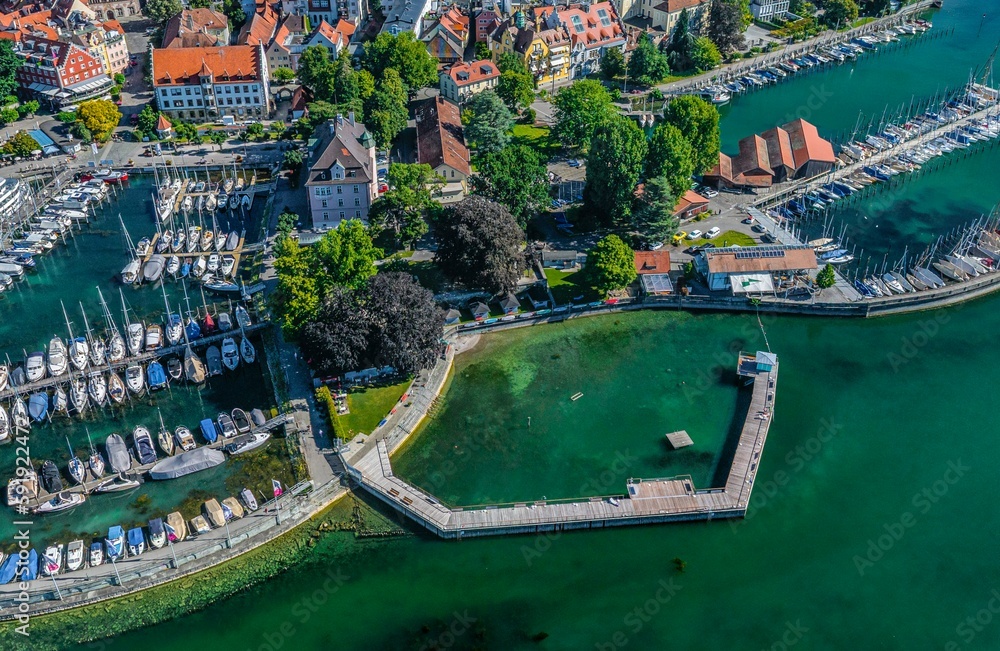 Lindau im Bodensee aus der Luft, Ausblick auf das Römerbad