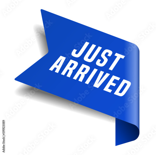 Colorful vector flat design banner just arrived. This sign is well adapted for web design.
