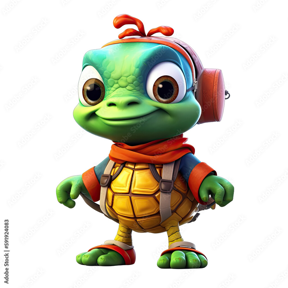Fototapeta premium Turtle Illustration on transparent background. Generative AI
