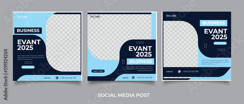 Business conference meeting social media post banner design template