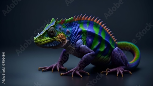 Vibrant Multicolored Chameleon. Generative AI