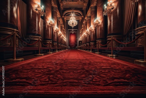 the red carpet is in the center of the walkway. Generative Ai