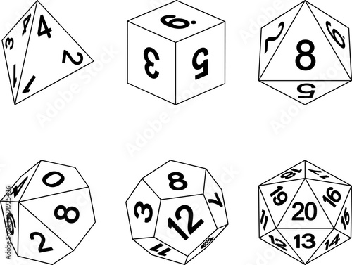 Game Dice Illustration Roleplaying Board Game Set photo