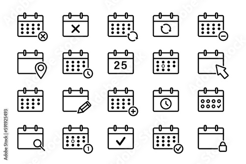 Calendar icon set. Calendar, planner, agenda, schedule. Week calendar schedule icon