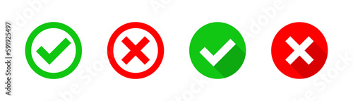 Checkmark, cross icon set. Checkmark, cross, done, rejected, correct sign