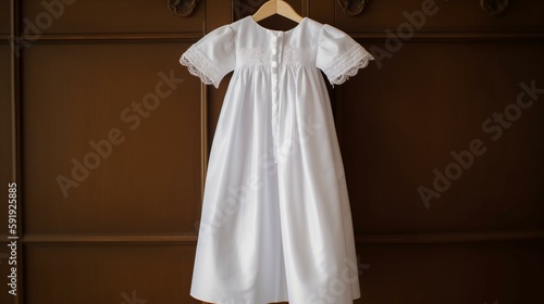 A sweet and simple white christening gown Generative AI