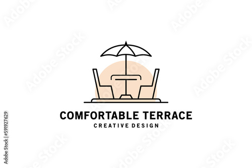 Modern minimalist terrace cafe symbol vector illustration design