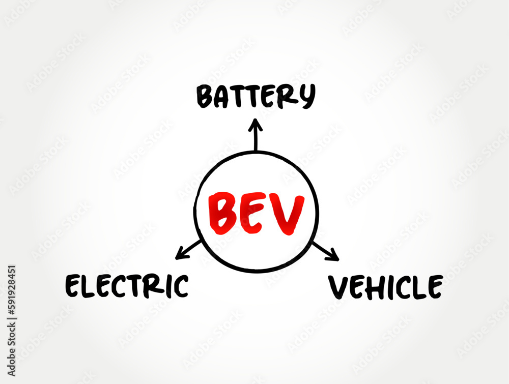 BEV Battery Electric Vehicle type of electric vehicle that