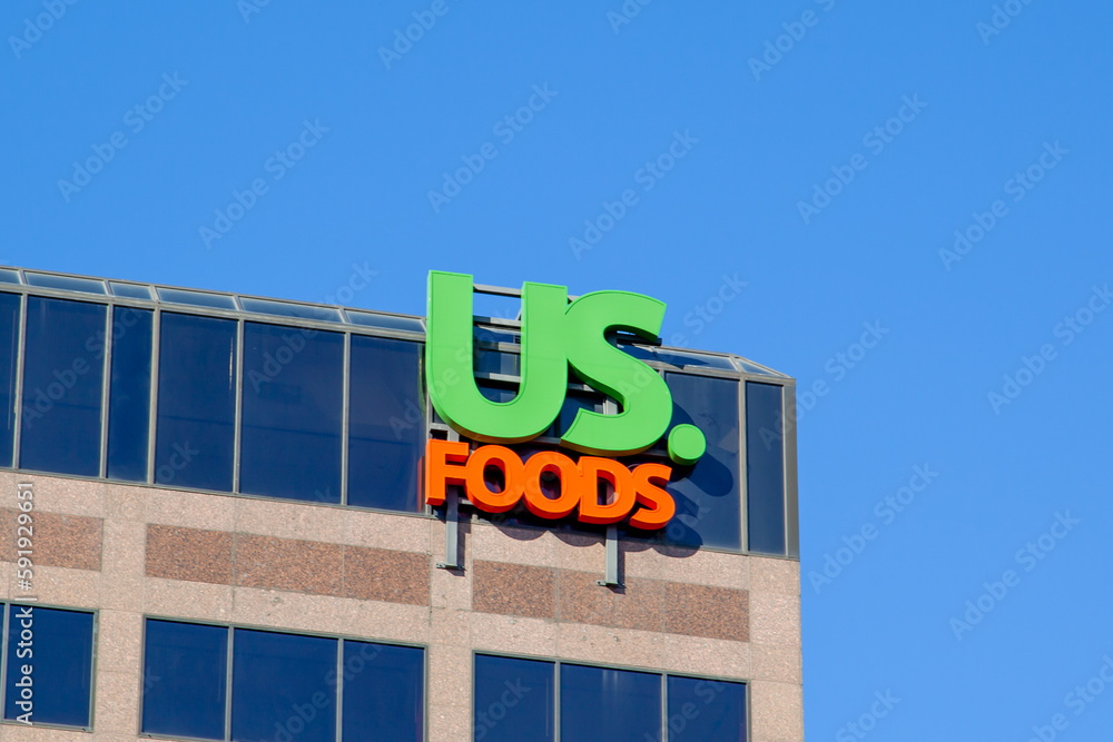 US. Foods signage logo on the building in Rosemont, Illinois, USA. US ...