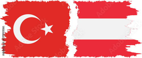 Austria and Turkey grunge flags connection vector