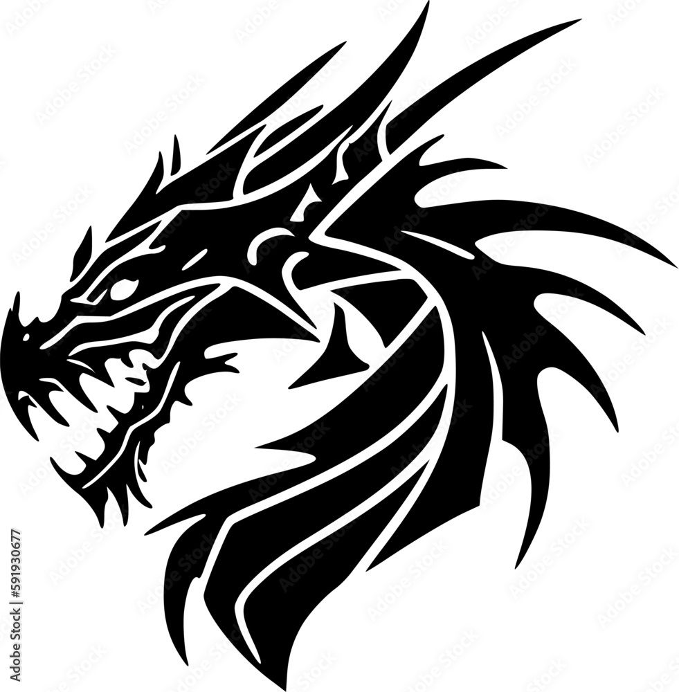 Dragons - Minimalist and Flat Logo - Vector illustration Dragons - Minimalist and Flat Logo - Vector illustration