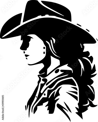 Cowgirl | Black and White Vector illustration