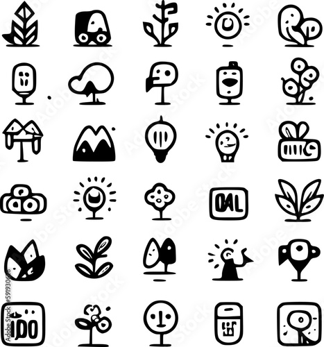 Canvastavla Doodles - Black and White Isolated Icon - Vector illustration