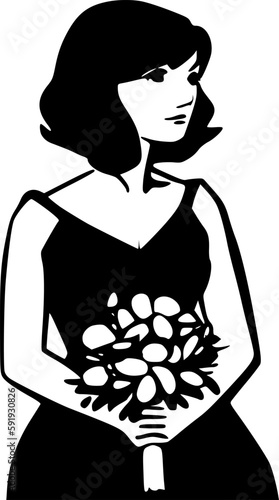 Bridesmaid | Black and White Vector illustration