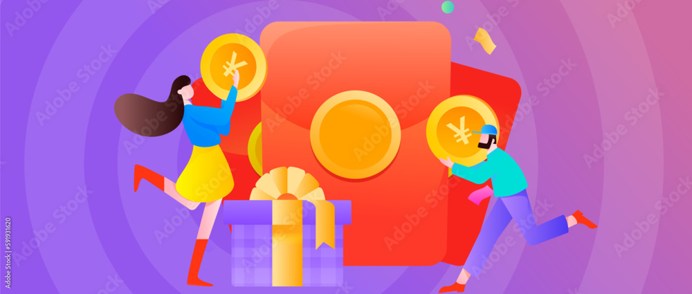 Fototapeta premium Internet finance and wealth management investment flat vector concept operation hand drawn illustration 