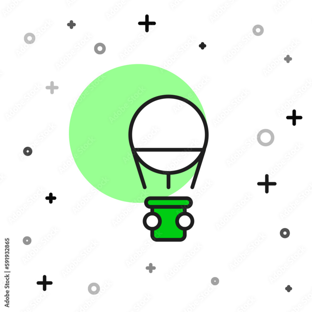 Filled outline Hot air balloon icon isolated on white background. Air transport for travel. Vector Filled outline Hot air balloon icon isolated on white background. Air transport for travel. Vector