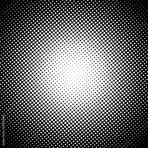 Abstract circle frame halftone dots logo emblem design element. Halftone effect template for your design.