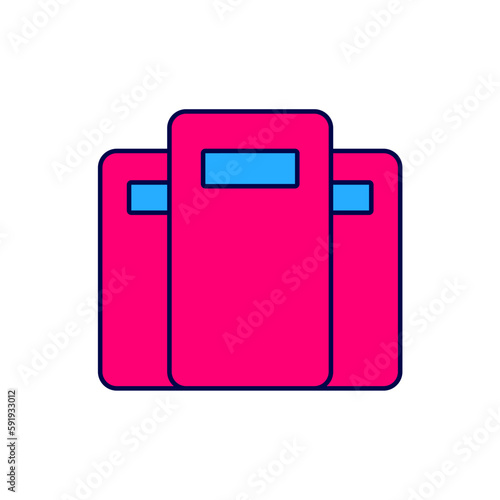 Filled outline Police assault shield icon isolated on white background. Vector