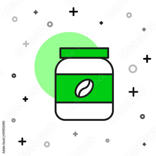 Filled outline Coffee jar bottle icon isolated on white background. Vector