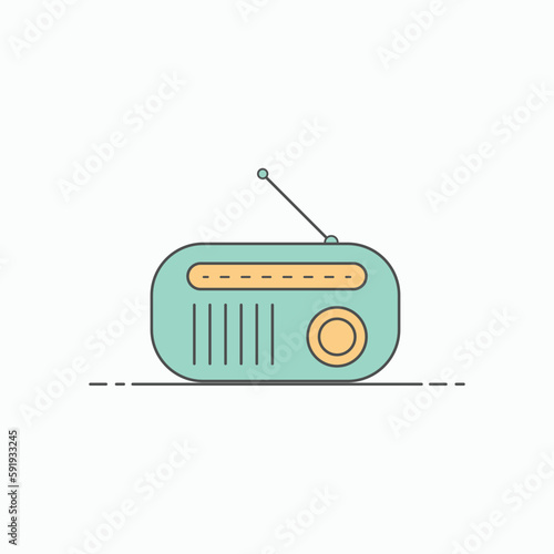 green minimalist vintage retro radio flat colored icon 90s 80s memories nostalgia retro tech fm am music	
