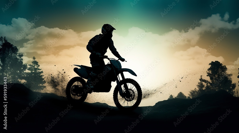 Motocross Biker, Generative AI, Illustration