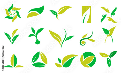 Leaf,plant,logo,ecology,human,health,green,leaves,set of natural environment object symbol illustration symbol icon set.