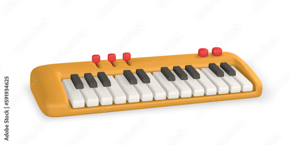 3d realistic synthesizer. Music concept design in plastic cartoon style. Vector illustration 3d realistic synthesizer. Music concept design in plastic cartoon style. Vector illustration