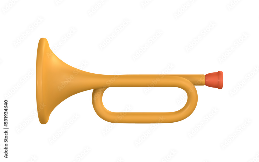 3d realistic trumpet for music concept design in plastic cartoon style. Vector illustration 3d realistic trumpet for music concept design in plastic cartoon style. Vector illustration