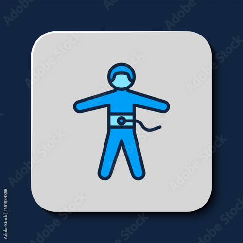 Filled outline Bungee jumping icon isolated on blue background. Vector