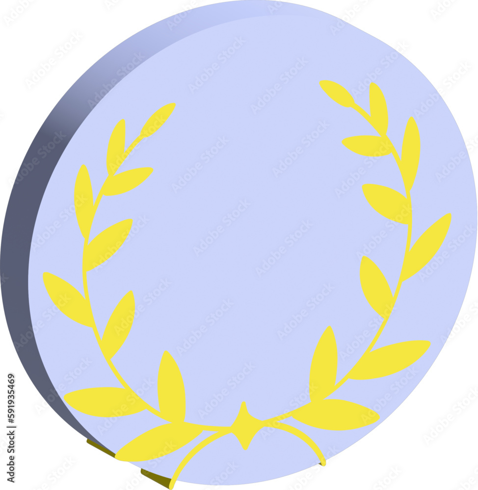 3d blue and yellow ceremonial frame with laurel wreath 3d blue and yellow ceremonial frame with laurel wreath