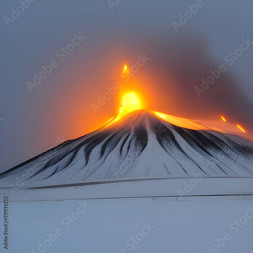 AI Generated The Shiveluch volcano erupts in Russia photo