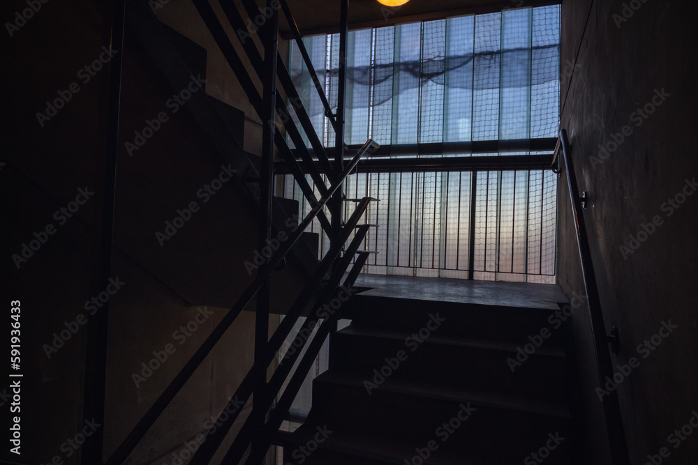 Dim staircase of a tower block in London Dim staircase of a tower block in London