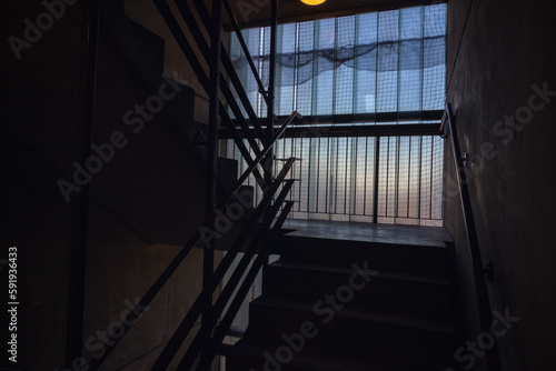 Dim staircase of a tower block in London photo