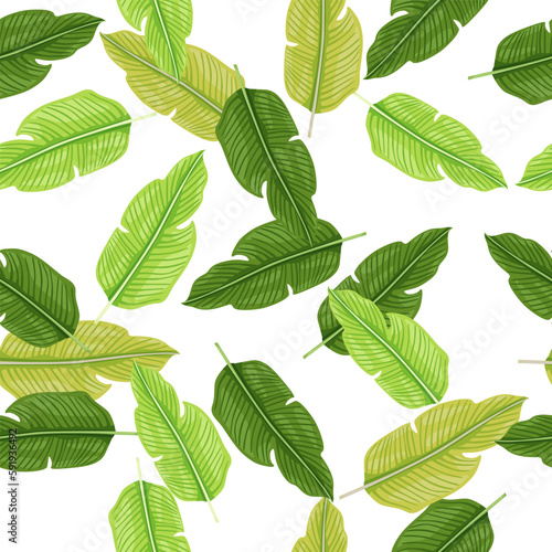 Tropical leaf seamless pattern. Exotic leaves background. Jungle plants endless wallpaper. Rainforest floral hawaiian backdrop. © smth.design