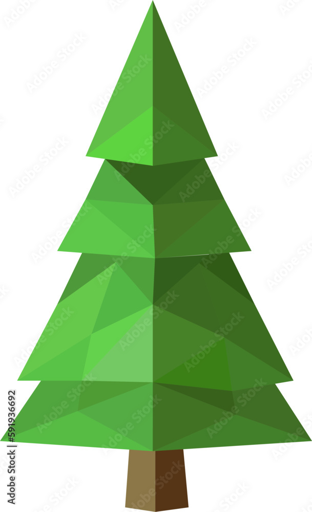 Abstract low poly pine tree icon isolated. Geometric polygonal style. 3d low poly. Abstract low poly pine tree icon isolated. Geometric polygonal style. 3d low poly.