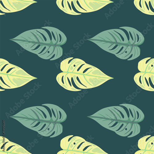 Jungle leaf seamless wallpaper. Decorative tropical palm leaves seamless pattern. Exotic botanical texture. Floral background.