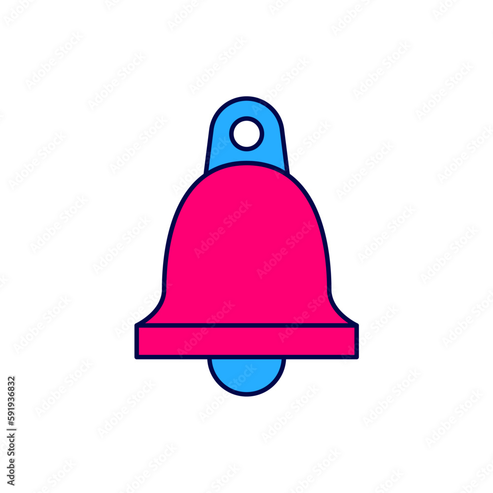 Filled outline Church bell icon isolated on white background. Alarm symbol, service bell, handbell sign, notification symbol. Vector Filled outline Church bell icon isolated on white background. Alarm symbol, service bell, handbell sign, notification symbol. Vector